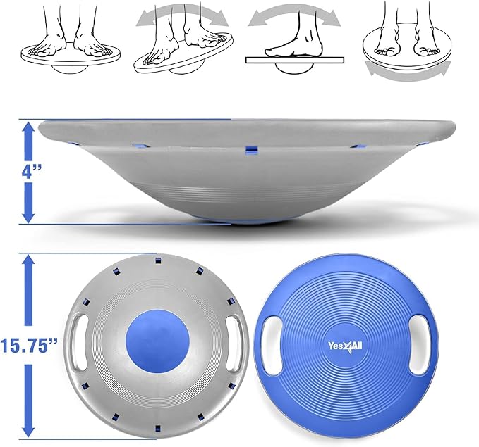 Yes4All Upgraded Wobble Balance Board, 16.34" TPE Non-slip, Stability Board for Home Gym, Standing