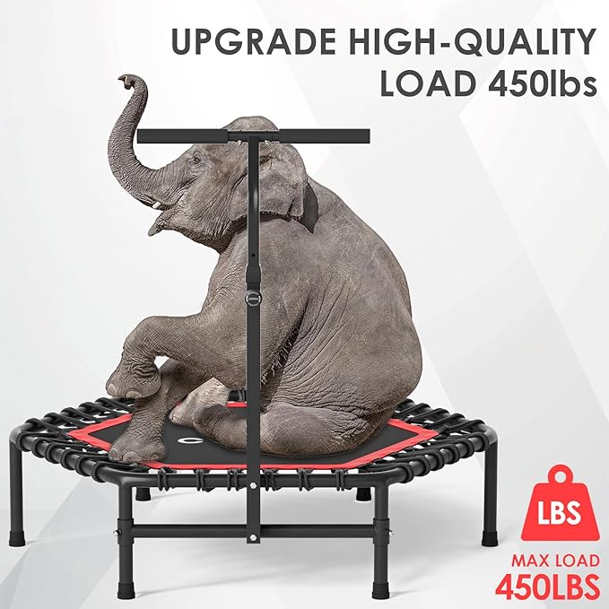 CLORIS 45'' Rebounder Trampoline for Adults - Max Load 450lbs, Mini Trampoline with Adjustable Foam