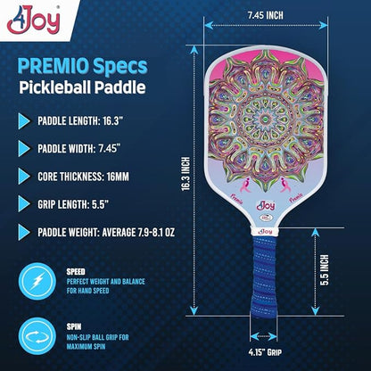 4Joy Pickleball Paddle Premio Series - Thermoformed Premium T700 Carbon Fiber Pickleball Paddless