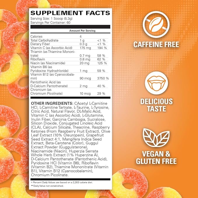 EHP Labs OxyShred Non Stimulant Pre Workout Powder - Stim Free Pre Workout, Caffeine Free