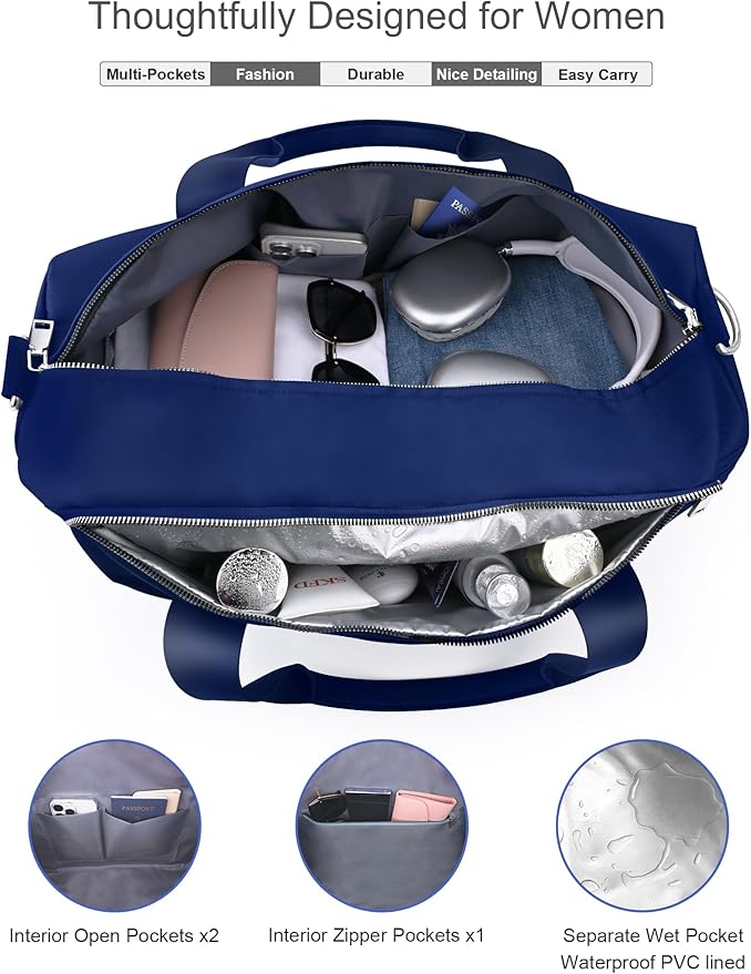 Gym Bag for Women and Men with Shoe Compartment & Wet Pocket - Duffle Bag for Travel Sports Fitness
