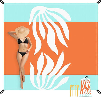 Beach Blanket Waterproof Sandproof, 78”x 86” Outdoor Beach Mat for 1-4 Adults, Quick Drying