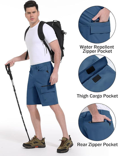 CRYSULLY Men's Hiking Cargo Shorts Outdoor Summer Lightweight Quick Dry Work Casual Shorts with 5