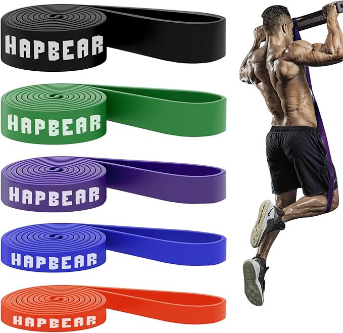 HAPBEAR Pull Up Assistance Bands Set of 5 - Resistance Bands for Working Out, Stretching, Physical
