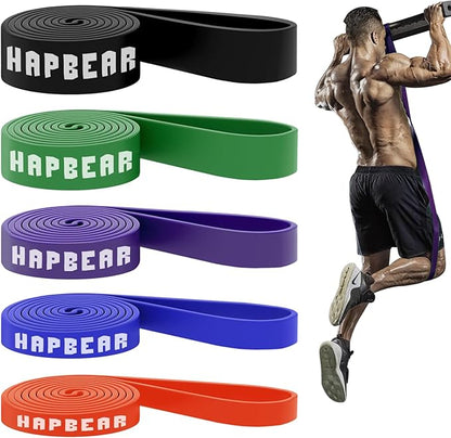 HAPBEAR Pull Up Assistance Bands Set of 5 - Resistance Bands for Working Out, Stretching, Physical