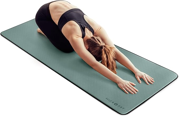 MICRODRY Deluxe Fitness Exercise Yoga Mat for Home & Gym, Extra Thick for High Impact Training