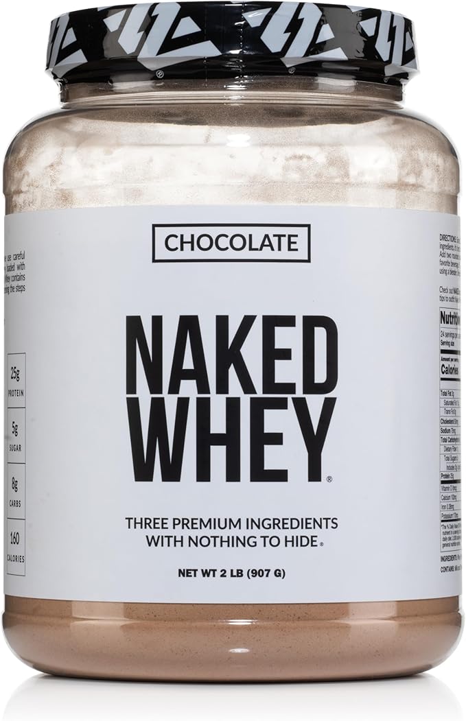 NAKED Whey Chocolate Protein Powder - Only 3 Ingredients - Grass Fed Whey Protein Powder, Organic