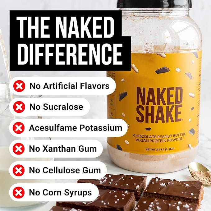 Naked Shake - Chocolate Peanut Butter Protein Powder - Vegan Protein Powder from US & Canadian