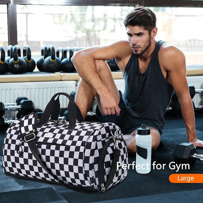TOPDesign Gym Bag for Women & Men, Unisex Duffel Bag with Shoe Compartment & Wet Pocket for Travel