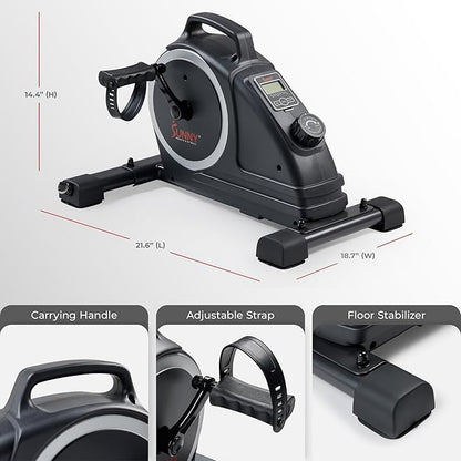 Sunny Health & Fitness Dual Function Under-Desk Bike Trainer, Mini Exercise Machine for Senior