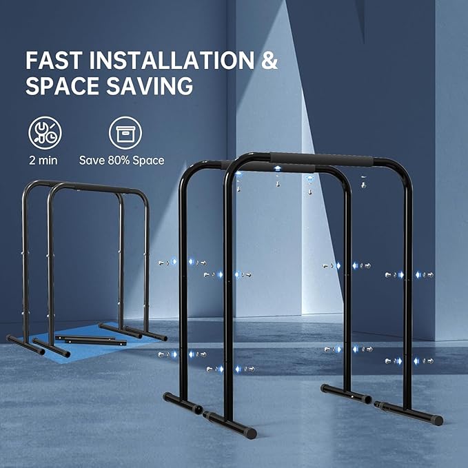 leikefitness Pull Up Dip Station Strength Training Dip Stands Station Tricep Dips Push-Ups For Home