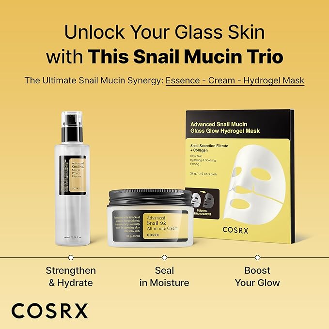 COSRX Snail 96% Mucin Power Essence 2ea & Retinol 0.1% Cream Mini Sample 1ea, Glass Skin Starter