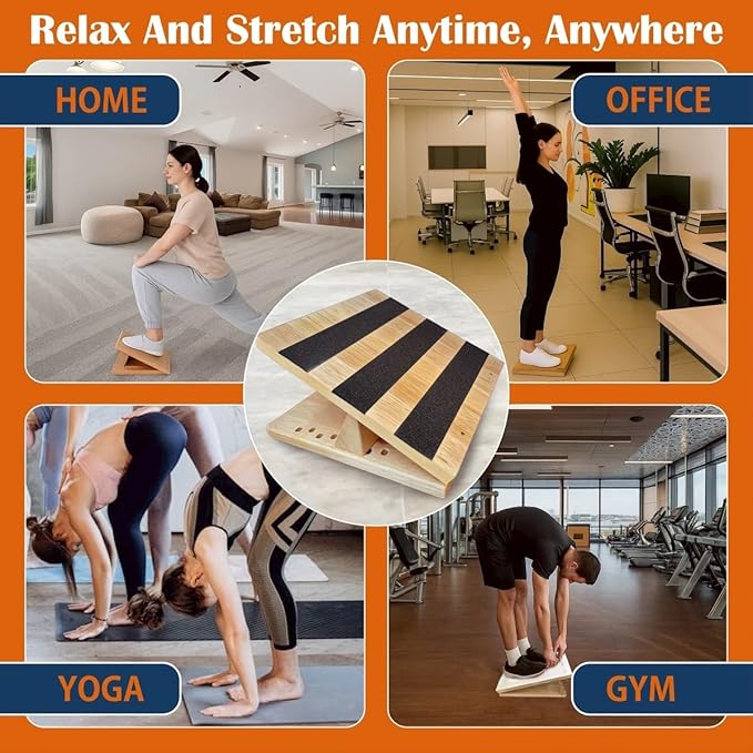 KIJO Studio Professional Wooden Calf Stretcher Slant Board 500 lbs Weight Capacity 16-Angle