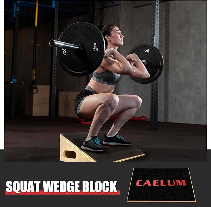 CAELUM Slant Board for Squats, Training Incline Board for Knees Over Toes, Wooden Non-Slip 25