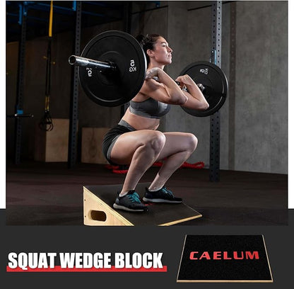 CAELUM Slant Board for Squats, Training Incline Board for Knees Over Toes, Wooden Non-Slip 25