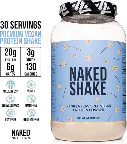 Naked Shake - Vanilla Protein Powder - Plant Based Protein Shake with Mct Oil, Gluten-Free