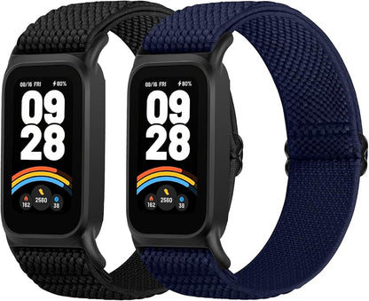 2 Pack Elastic Bands Compatible with Xiaomi Smart Band 9 Active Women Men, Soft Nylon Replacement