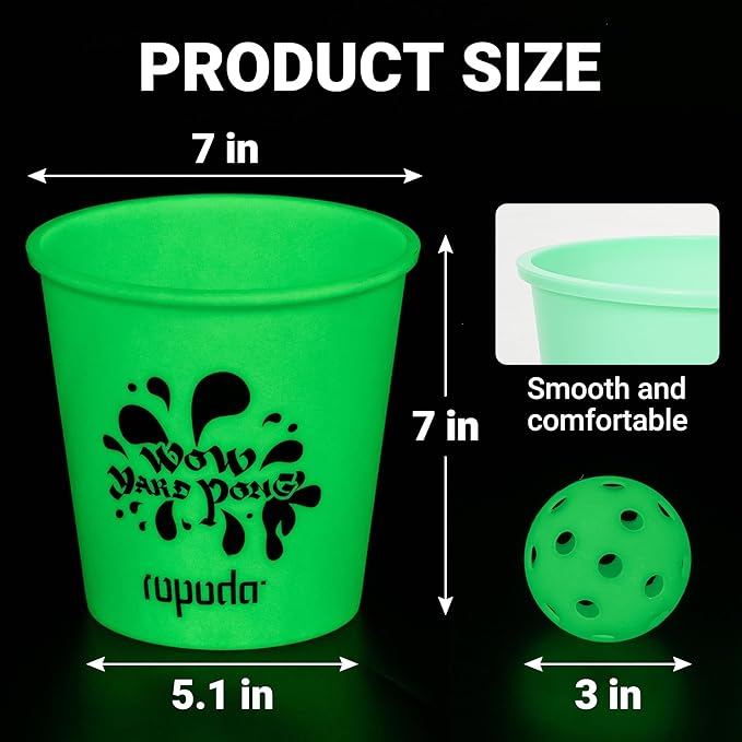 ropoda Giant Yard Pong,Yard Games with Durable Buckets and Balls - Choose Red Large, XL, or Green