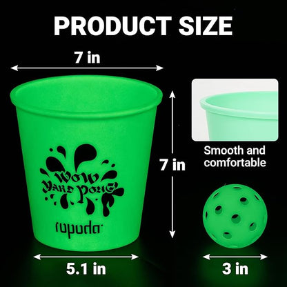 ropoda Giant Yard Pong,Yard Games with Durable Buckets and Balls - Choose Red Large, XL, or Green