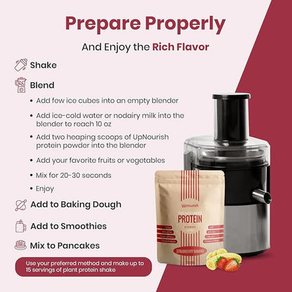 UpNourish Strawberry Banana Vegan Protein Powder 54 Superfoods Powder,1.5 Billion CFU Probiotics