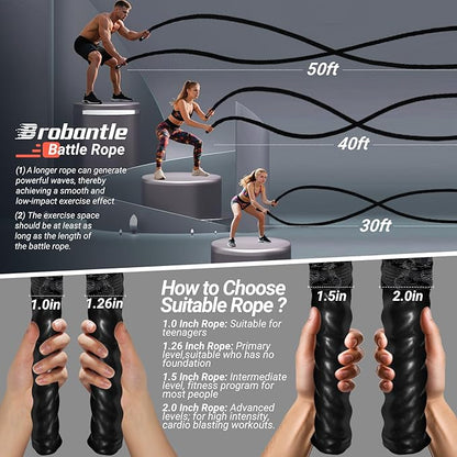 Battle Rope 1/1.26/1.5/2 Inch Diameter,Pink 30FT/40FT/50FT Exercise Workout Ropes for Home Gym