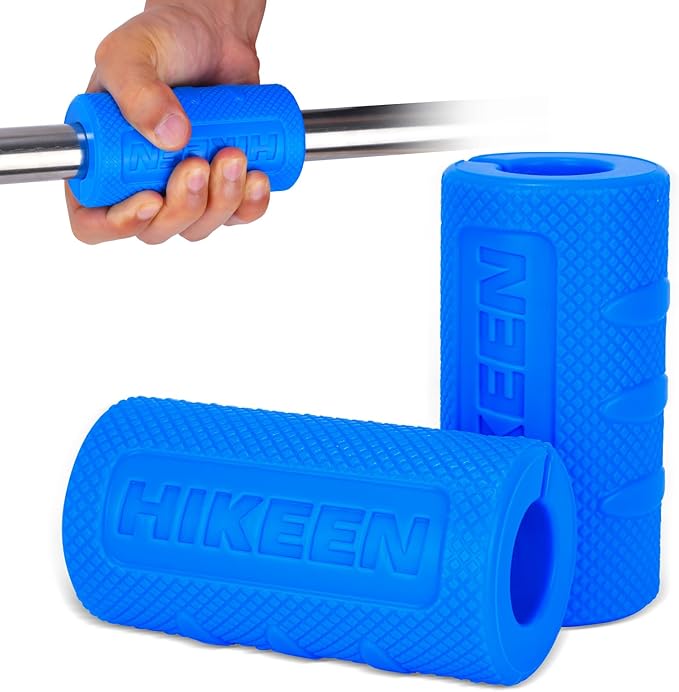 Hikeen Thick Bar Dumbbell Grips,Non Slip Hard Rubber Barbell Grips,Grips for Weight Lifting, Muscle