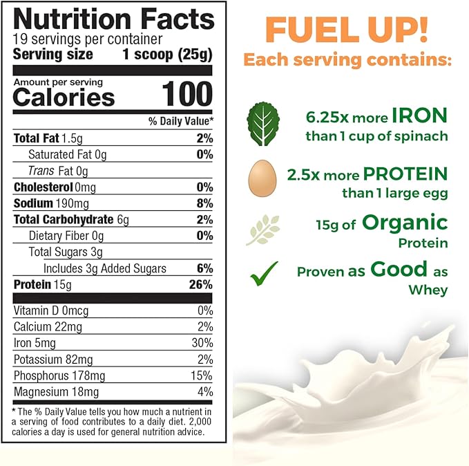 Raw Pea Protein Powder, Vegan Plant Based Protein, BCAA, Low-Carb, Low-Sugar, Vanilla Blast, 1