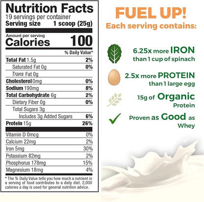 Raw Pea Protein Powder, Vegan Plant Based Protein, BCAA, Low-Carb, Low-Sugar, Vanilla Blast, 1