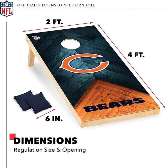 NFL Football 2' x 4' Regulation Size Solid Wood Cornhole Set with Direct Print HD Team Graphics