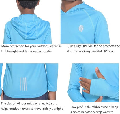 Hoodies for Boys Outdoor Recreation Shirts - Youth Athletic Tops Sun Protection UPF 50+