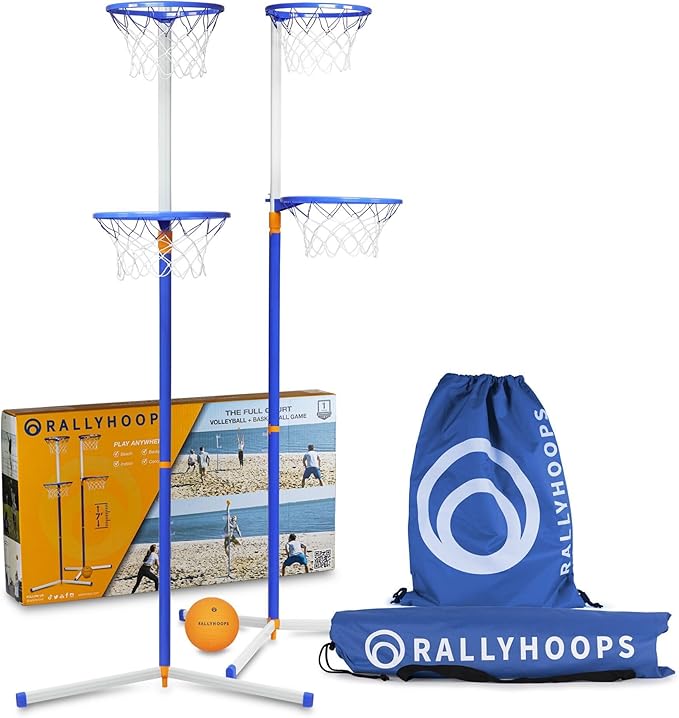 7 FT - World’s First Sports Game to Mash Volleyball & Basketball - Setup in Seconds - Quick & Easy