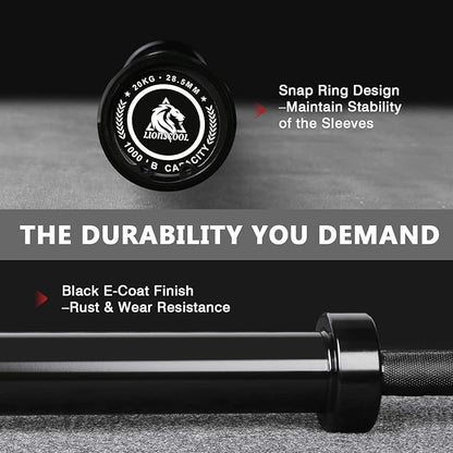 LIONSCOOL 7FT Olympic Barbell for Weightlifting, Power Lifting, 2 Inch Strength Training Bar for
