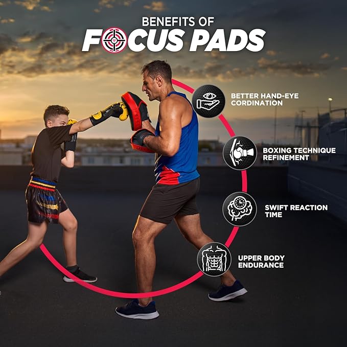 WYOX Curved Focus Mitts for Boxing & MMA | Durable PU Leather Punching Pads with Adjustable Strap |