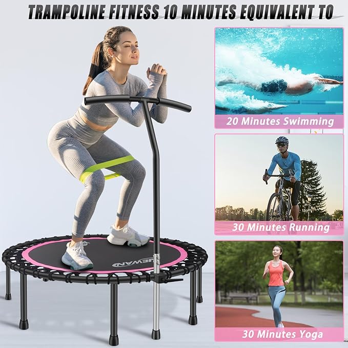 Newan 40"-48" Silent Mini Trampoline Fitness Trampoline Bungee Rebounder Jumping Cardio Trainer