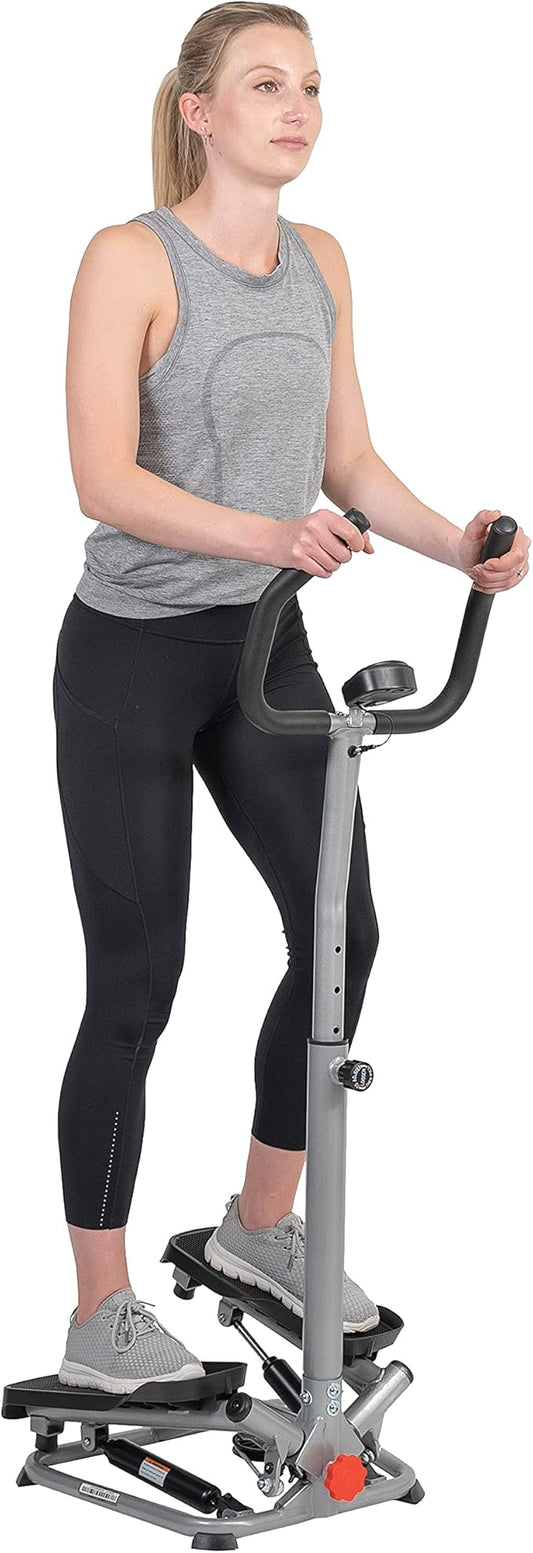 Sunny Health & Fitness Twist Stepper with Handlebar, Stair Step Machine for Cardio Workout, Compact