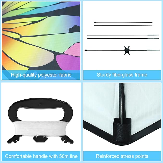 Colorful Butterfly Kites for Kids and Adults, Big Kids Kites Easy to Fly, Beach Kite for
