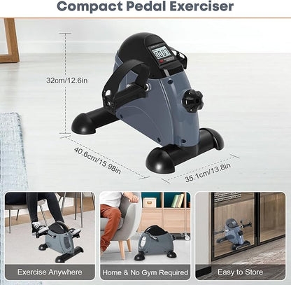Mini Exercise Bike, AGM Under Desk Bike Pedal Exerciser Foot Cycle Arm & Leg Pedal Exerciser with