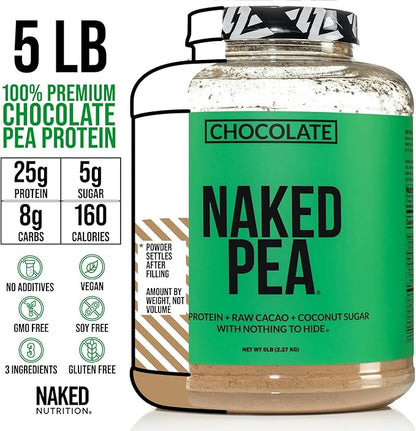 NAKED nutrition Chocolate Naked Pea Protein Isolate - 5Lb Bulk, Plant Based, Vegetarian & Vegan
