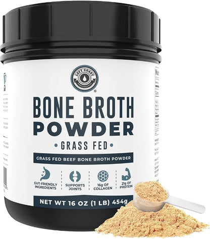 16oz Bone Broth Protein Powder From Grass Fed Beef - Unflavored, Single Ingredient - Rich in
