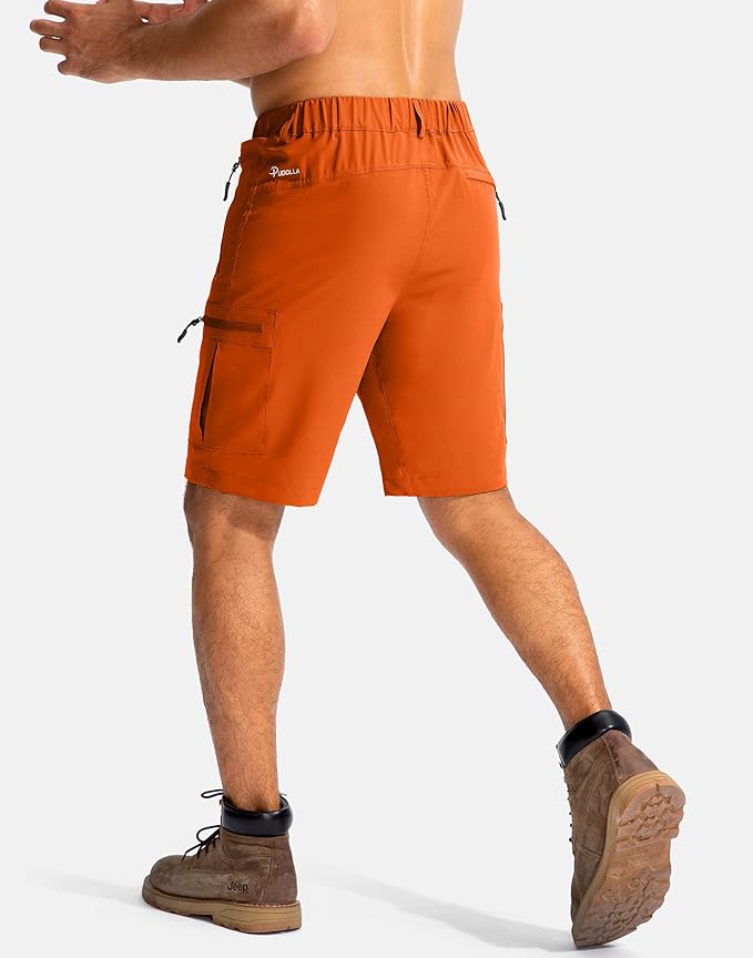 Pudolla Men's Hiking Cargo Shorts 9" Lightweight Outdoor Work Shorts for Men Travel Golf Camping