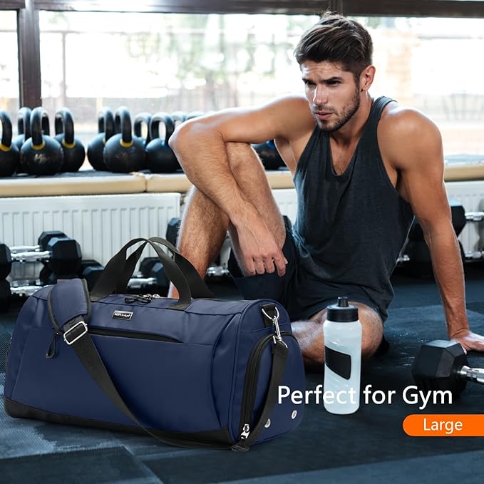 TOPDesign Gym Bag for Women & Men, Unisex Duffel Bag with Shoe Compartment & Wet Pocket for Travel