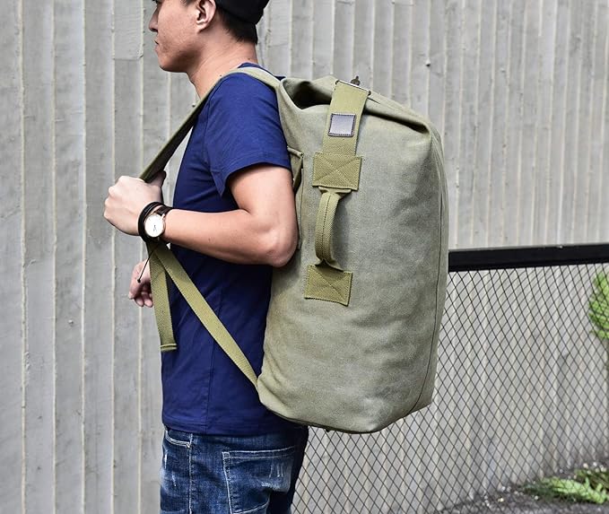 Large Capacity Travel Climbing Bag Tactical Military Duffel Bag Top Load Double Strap Canvas