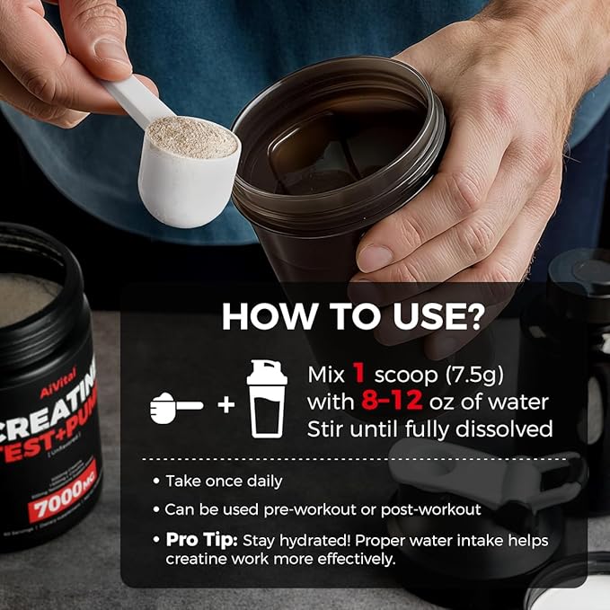 AiVital™ Creatine Powder for Men–5000mg Creatine Monohydrate with 1500mg L-Citrulline & 500mg
