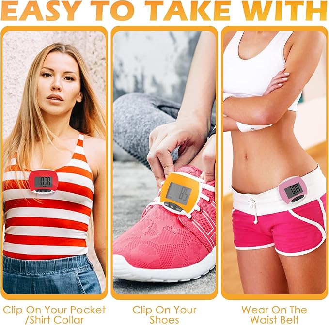 9 Pcs Simple Pedometers Bulk for Walking Steps and Miles Walking Step Counters with Calories Burned