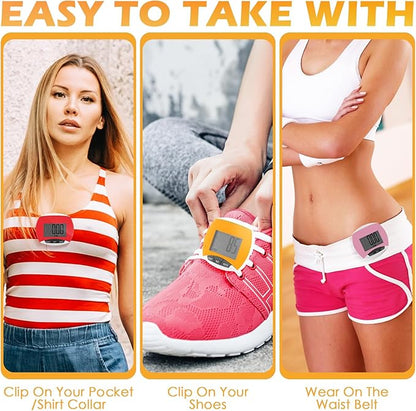 9 Pcs Simple Pedometers Bulk for Walking Steps and Miles Walking Step Counters with Calories Burned