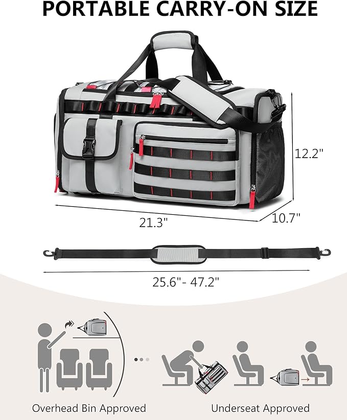 MCBD Gym Bags for Men & Women, 45L Travel Duffle Sports Backpack with Shoes & Laptop Compartment