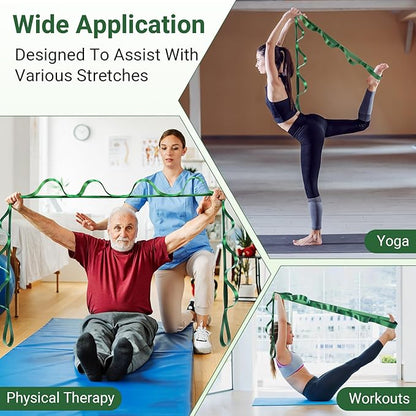 Stretch Strap With Loops For Physical Therapy, Yoga Straps For Stretching With Loops, Non-elastic