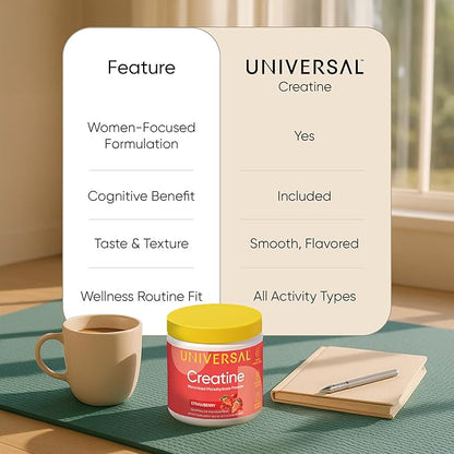 Universal U Creatine Monohydrate for Women - Flavored Creatine Powder, Female Strength, Energy