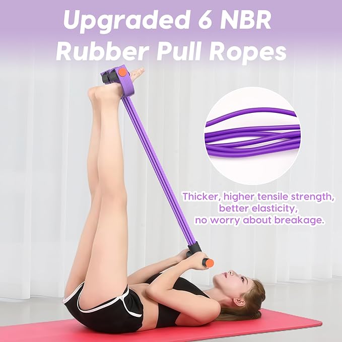 Resistance Bands with Handles, 6-Tubes Elastic Foot Pedal Resistance Bands, Natural Rubber Ankle