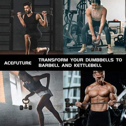 3 in 1 Dumbbell Converter Bar Set - Convert Dumbbells to Barbell & Kettlebell for Home Gym